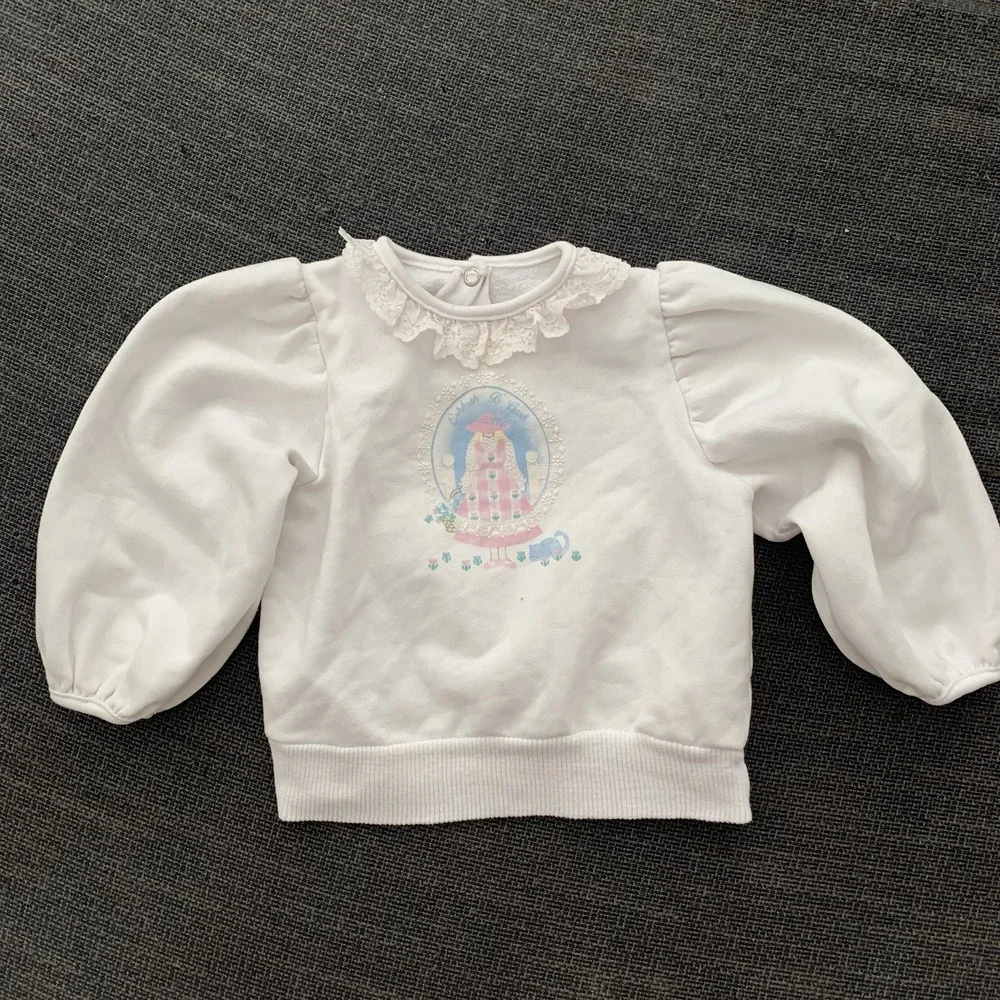 Vintage Oshkosh  Sweatshirt Cat Lady Lace‎  Girls Size 2t